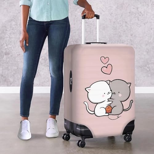 Image of Mumeson Cartoon Cat Luggage Covers Suitcase Protector Zipper Closure Cute Luggage Cover Baggage Cover Fit Suitcase 18-32 inch Elastic Protect Luggage Protective