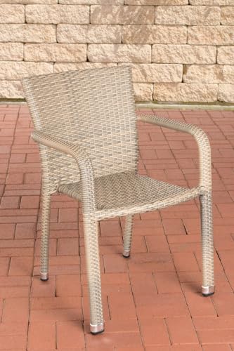 CLP Polyrattan-Gartenstuhl Leonie I Pflegeleichter Outdoor-Stapelstuhl I Wetterbeständiger Gartenstuhl I erhältlich, Farbe:Natur