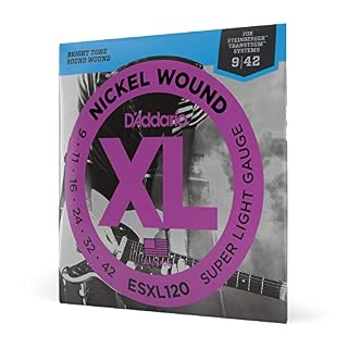 D’Addario ESXL120 Cordes en nickel pour guitare électrique Super Light Extrémité à boule 9-42 - Les Beatles, Paul McCartney, John Lennon, RIngo Starr, George Harrison