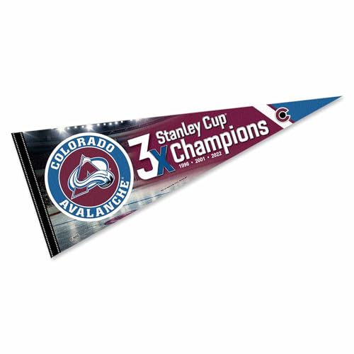 Banderín de campeones Colorado Avalanche: revive el orgullo de los 3 títulos de copa.