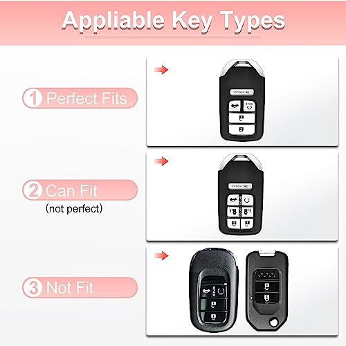 Image of Pangpai Pink Key Fob Cover for Honda, Soft TPU Key Case Protection with Bling Keychain Fit for Honda Accord Civic CRV Pilot Odyssey Smart Key Holder