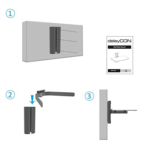 deleyCON Multimedia Wandregal Glasregal für DVD Blu-Ray Player Hi-Fi Receiver Spielekonsolen Wandhalterung Glasablage Multimedia Regal Sicherheitsglas