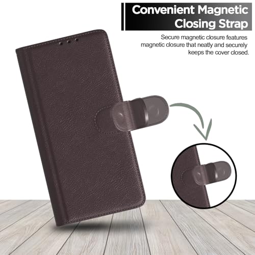 Image of Pikkme Samsung Galaxy F54 / M54 5G Flip Cover Leather Finish | Inside TPU with Card Pockets | Wallet Stand and Shock Proof | Complete Protection Flip Case (Coffee)