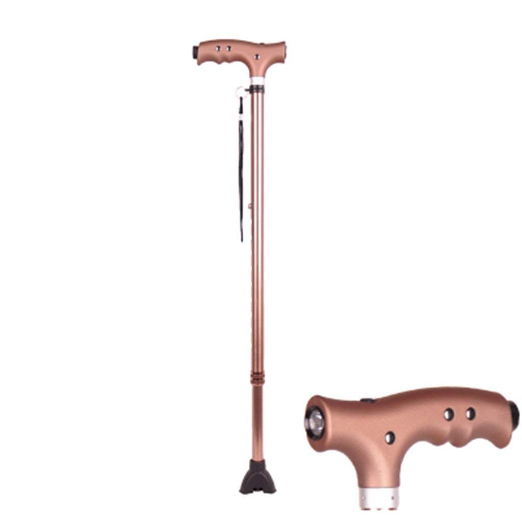 Soporte para bastón para Caminar Muleta para bastón para Anciano Anciano Telescópico Estable Antideslizante Ligero Altura Ajustable con Bastones LED marrón Claro para Hombres o Mujeres Interesting