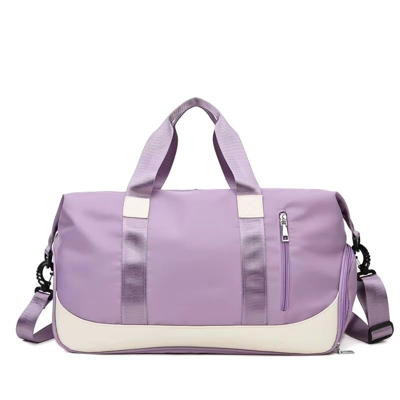 URQUEEN Bolsa de viagem portátil bolsa de bagagem de viagem de curta distância de grande capacidade leve separação seca e molhada bolsa de fitness esportiva impermeável (roxo)