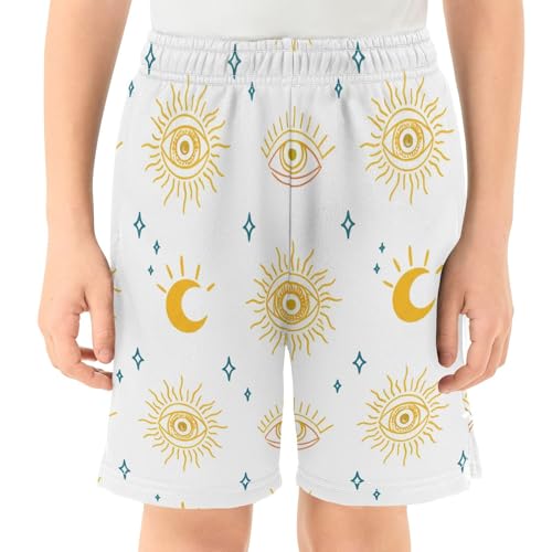 Mystical Eyes Athletic Shorts with Zipper Pockets, Youth Boys Athletic Running Shorts for Summer2