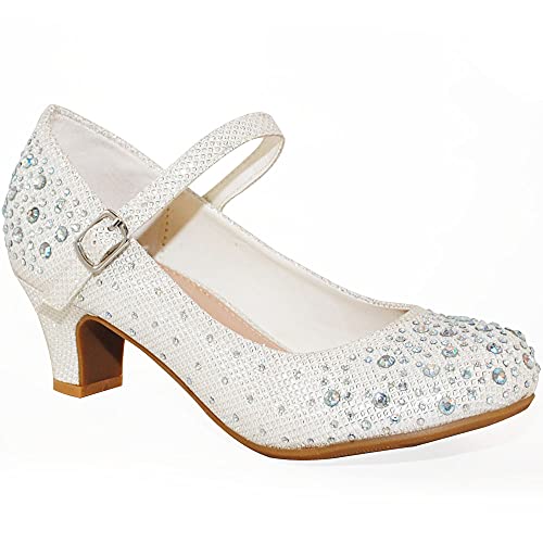 TRENDSUP Kids Sparkling Mary Jane Rhinestone Glitter Formal Dress Low Heel Pumps4