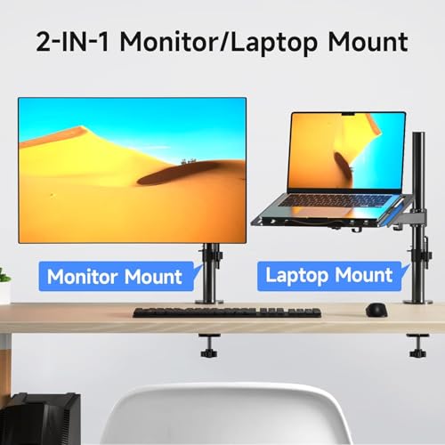 suptek Soporte para Monitor con Bandeja para Computadora Portátil, Brazo Monitor para 13-27 Pulgadas PC y hasta de 15,6 Pulgadas Portatil Ordenador, hasta 10kgs, Giro y Rotación - MD6421TP004 - imagen 8