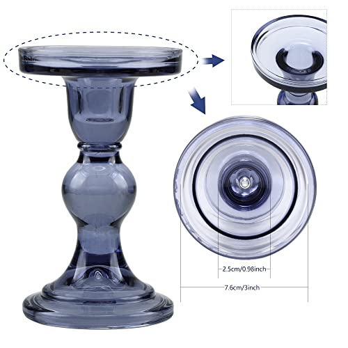 Gmwd 3 Pcs Glass Candle Holder Set Clear, Blue Candlesticks Holders Pillar Taper Candles Tealight Stand For Wedding Centerpieces Home Decorations Dining Table #TOP2