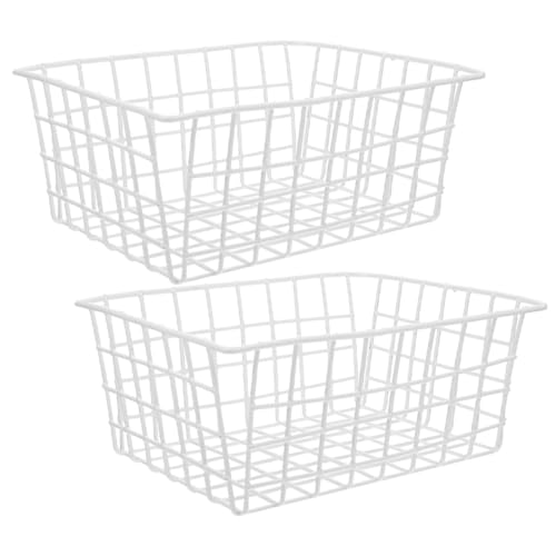 Happyyami 2 piezas Cestas para Congelador Blancas Organizador sin Metal para Frutas Verduras Almacenamiento Práctico y de Espacio
