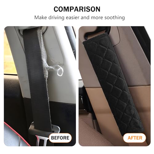 TNAIYH Car Seatbelt Cover, 2PCS Soft Velvet Vehicle Seat Belt Shoulder Strap Harness Pad for Comfortable Driving, Automotive Neck Chest Protection Cushion, Universal for Truck Sedan SUV (Black)