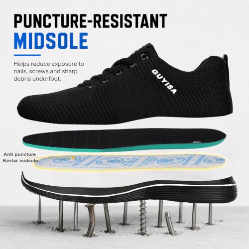 Image of GLANOUDUN Steel Toe Shoes for Men Lightweight Safety Toe Work Shoes Black