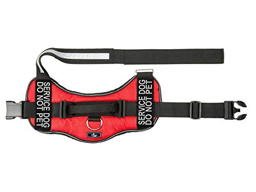 Doggie Stylz Service Dog Harness Vest - Red, Girth 30-42" - Reflective Safety Features & Handler Control Handle