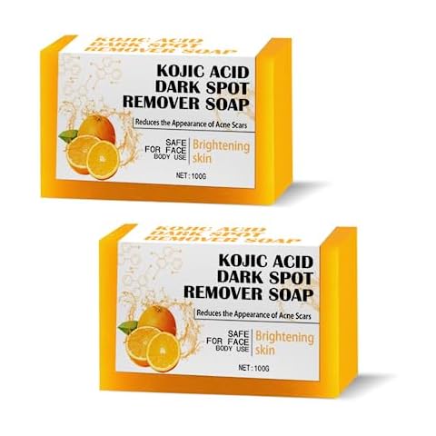 YG LianKai 2PCS Kojic Acid Soap, Lemon Turmeric Kojic Acid Soap, Turmeric Kojic Acid Soap for Dark Spots, Orange Kojic Acid Soap,Dark Spots for Body Cover