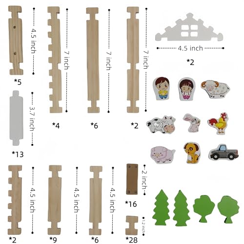105Pcs Wooden Building Blocks Construction Set for Kids Ages 3-8,Preschool Learning Toys for Toddlers, Boys & Girls Birthday Gift, Educational STEM Toy - Image 4