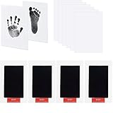 Genérico 4 Piezas Kit Huella del Pie, Huellas Bebe Recien Nacido, No Tóxicas, No se Mancha, con 8 Tarjetas de Impresión, Kit Huella del Mascota, Regalo De Bautizo