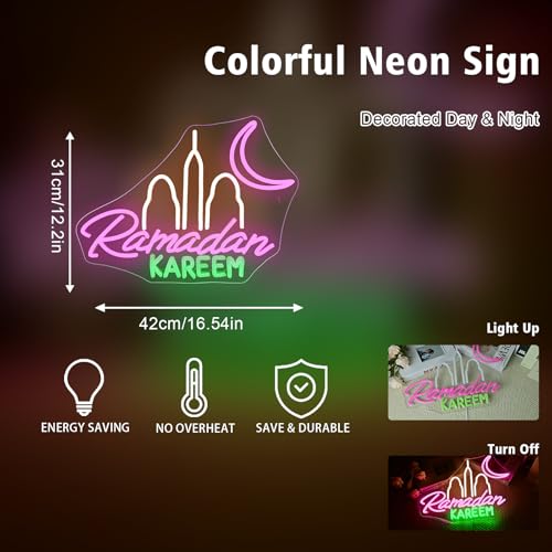 Image of Ramadan Kareem Neon Sign Islamic Neon Light Ramadan Festival Decor
