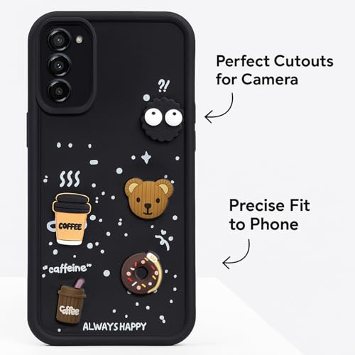 Image of COLORflow Back Cover Compatible with Samsung Galaxy S20 FE 4G / 5G | Cute Fun Cartoon 3D Ball Coffee Silicone Case (Black) | Designer Camera and Body Protected Back Cover