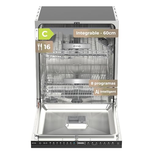 Lavavajillas Integrable 60 cm - 14 Cubiertos, 49 dB, Apertura Automática, Media Carga, 6 Programas, Lavavajillas Integrable 60 cm Panelable para Cocina Moderna (Clase Energética C)