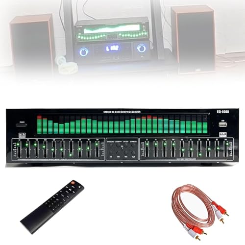 Ecualizador digital de 31 bandas, ecualizador profesional con control remoto y cable de audio, 10 salidas de efectos preestablecidos, fuerte sensación rítmica, para auto, fiesta, dormitorio y hogar miniatura 1