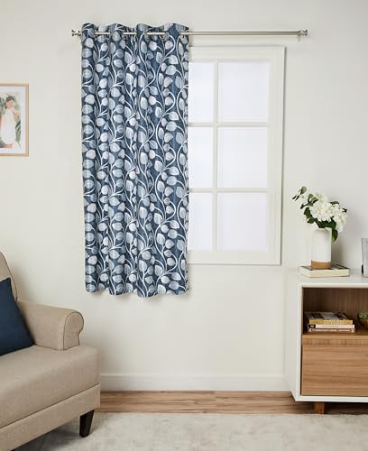 Amazon Brand - Solimo Premium Polyester Opaque Tab Top Curtains| 225 GSM | 5 Ft | Leaf Print Fabric | Easy Maintenance (Set of 2, Grey) (B0D5CZX9W5) Amazon Price History, Amazon Price Tracker