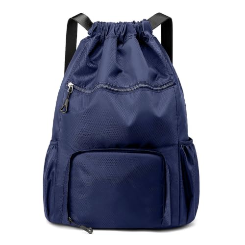 Image of Sports Drawstring Backpack Gym Sack with Shoe Compartment, Durable Oxford Fabric, Wet-Proof Pocket, Water-Resistant Cinch Bag for Men & Women, Foldable & Spacious Athletic Sackpack for Travel Fitness