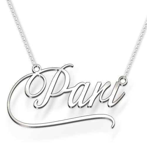 Image of Pari Cursive Gold & Silver Name Pendant Necklace, Best Jewelry Gift for Girls.