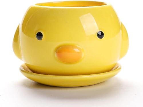 Macetas de cerámica con forma de animal lindo cactus suculento con bandeja (planta no incluida) (pequeño, pato) disponible en Yaxa Peru