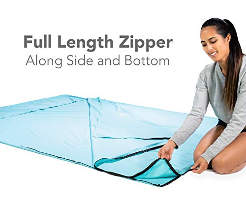 Pike Trail Sleeping Bag Liner – Travel and Camping Sheet, Lightweight and Compact Insert with Full Length Zipper and Guarantee (Metallic Lavender, Large, 82" L x 41" W) - Thumbnail 6