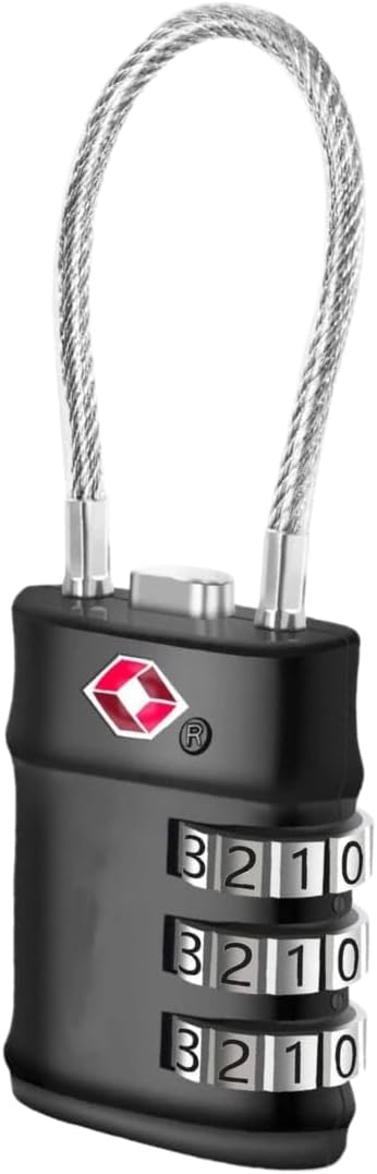 Luggage Lock White Code 4 Digit Security Combination TSA Approved Alloy Luggage Lock Black Pack of 1