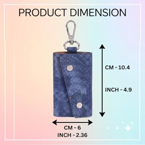 Image of Leather Key Pouch Keychain for Men & Women - Key Holder Wallet with Key Ring | Compact Key Organizer Case for Car Keys, House Keys & Coins | Small Leather Key Wallet Pouch
