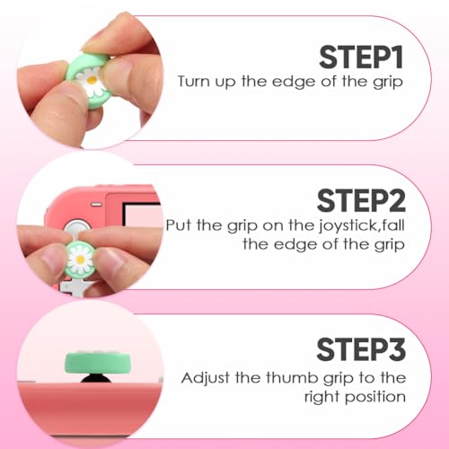 Image of GORGECRAFT 4 Colors Daisy Silicone Thumb Grip Caps Flower Joystick Cap Button Caps Analog Stick Protective Cover Compatible with Switch OLED Lite Console for Controller
