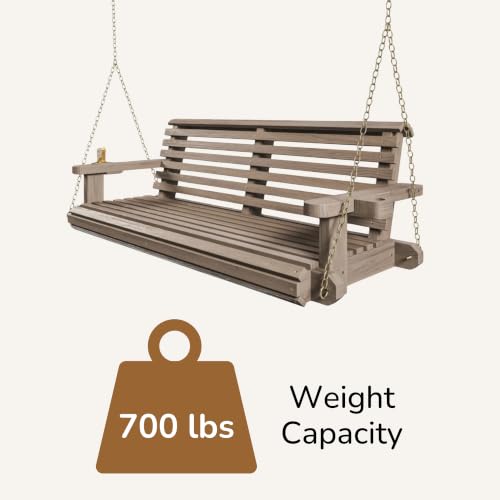 Image of Porchgate Amish Heavy Duty 800 Lb Roll Comfort Treated Porch Swing W /Chains (5 Foot, Warm Walnut Stain)