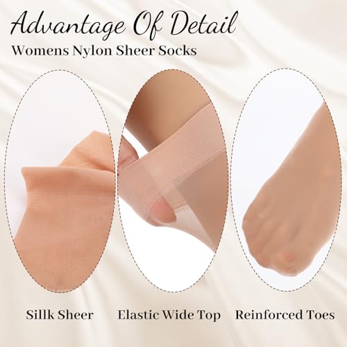 Giantree 12 Pairs of Transparent Ankle Socks, Women's Nylon Socks, Thin Soft Tights Fashionable and Cool Women's Sock3
