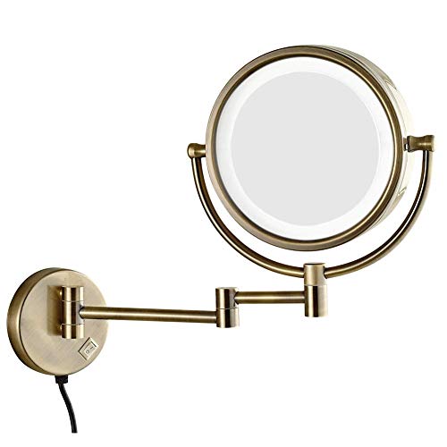 Miroir de maquillage LED pliable x3 - Miroir de rasage rond de salle de bain 21,6cm