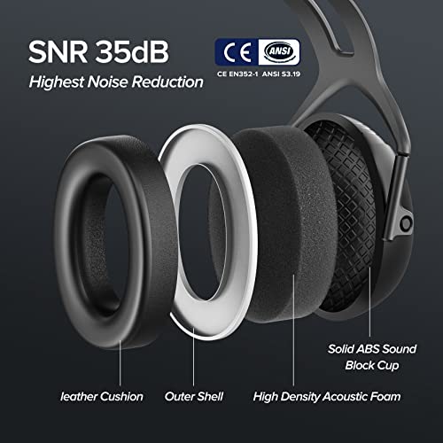 Snr 35Db High Noise Cancelling Ear Muffs, Adult Noise Cancelling Headphones For Autism, Adjustable Hearing Protection Ear Muffs, Safety Ear Protection For Shooting, Noise Reduction Earmuffs For Noise #TOP1