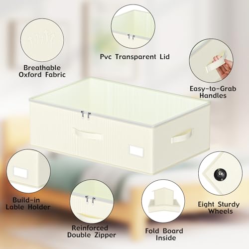 EE-RoomWorld Under Bed Storage with Wheels, No Assemble Required 10 inches height Under Bed Storage bins,Large capacity Rolling Underbed Shoe Storage containers，dorm underbed storage drawers by EE-RoomWorld - Image 3