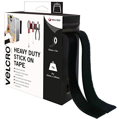 Velcro Heavy Duty Stick On VEL60243 Rzep, Czarny, 50mm x 5m
