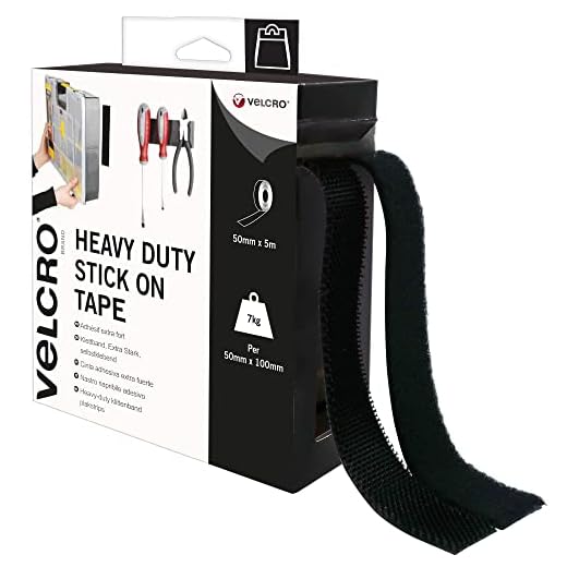 VELCRO märke slitstark självhäftande tejp Tejp 50mm x 5m Svart