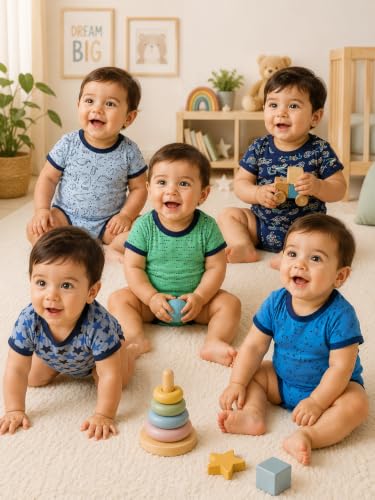 Image of TuddyBuddy 100% Cotton Multi Color Romper /Bodysuit /Onesies for Baby Boys & Baby Girls