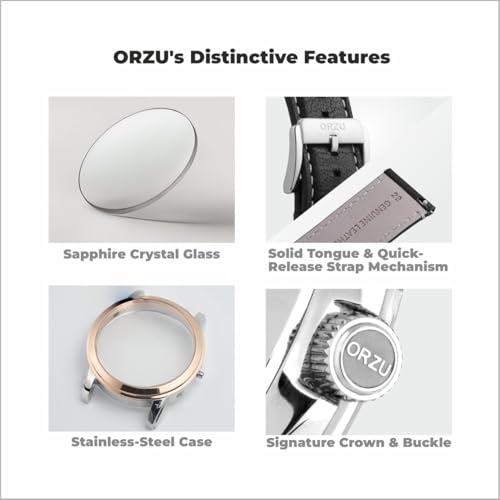 Image of ORZU Automatic Men's Watch Stainless Steel Case & Leather Band Sapphire Glass (MT6003)