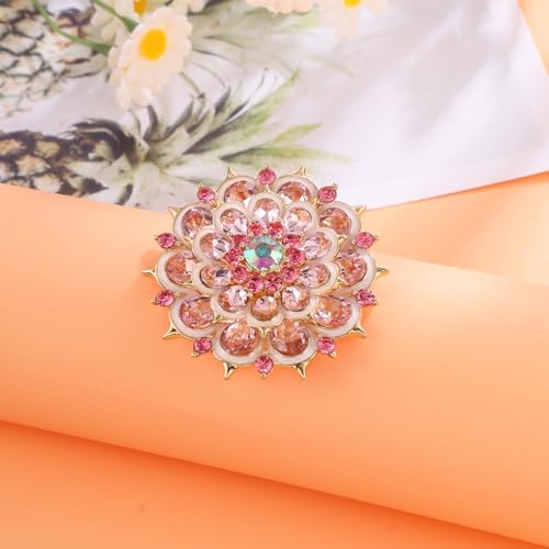 Image of Vintage Crystal Rhinestone Flower Brooch Pins for Women Fashion Snowflake Sunflower Brooches for Dress Suit Hat Accessories broach Jewelry