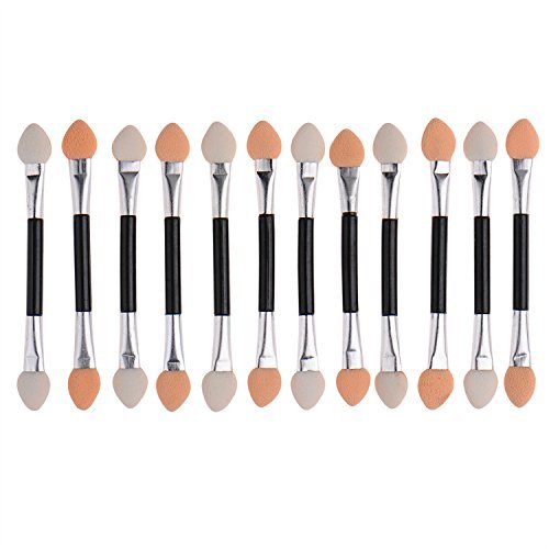 Brush set make up, 12 X Double Ended Eye Shadow Sponge Brush Eyeshadow Applicator Kit for Women, Black