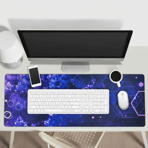 Image of Saco XXL Gaming Mouse Pad for PC - Large Desk Mat 900x400x3mm, Extended Non-Slip Rubber Base, Waterproof Surface, Galaxy Hex Pattern, Big Keyboard Mouse Pad for Office & Home Setup