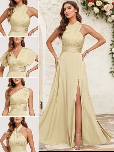 Satin Convertible Bridesmaid Dresses for Women Infinity Dress with Bandeau Maxi Long Dress Multiway Formal Evening Gown4