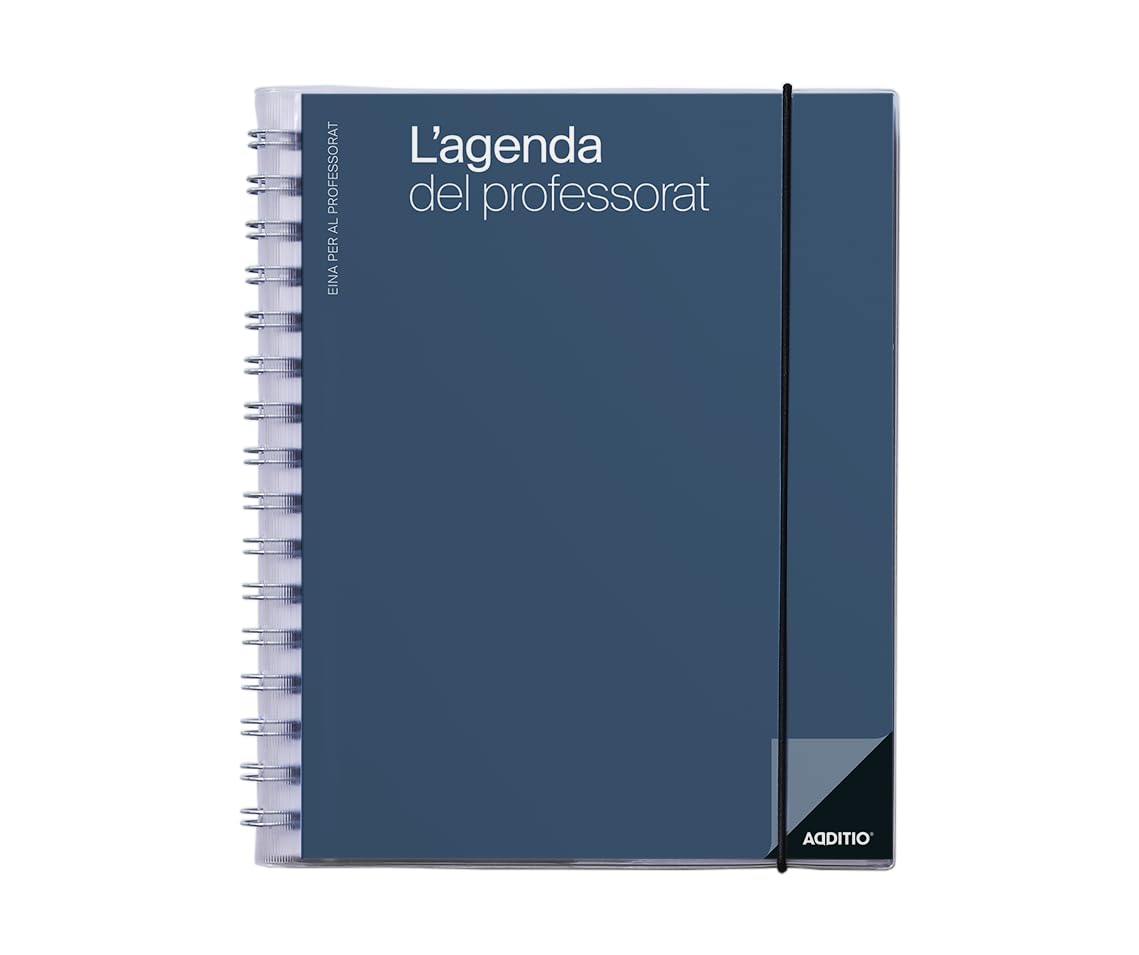 ADDITIO - La Agenda del Profesorado | Planificación trimestral | Semana vista | Evaluación | Tamaño 16,5 x 21,5 cm. | Catalán | Azul