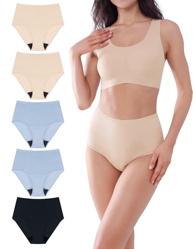 Image of AIRCUTE Washable Urine Absorbency Incontinence Underwear for Women Bladder Leak Proof Cotton Panties 60ML 5 Pack(Tricolor, 2X-Large)