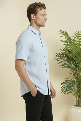 Image of Allen Solly Men's Linen Casual Shirt | Solid | Half Sleeve | Breathable Premium Linen | Summer & Vacation Wear