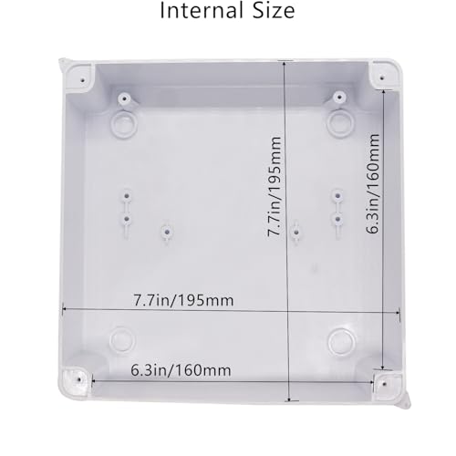 Image of Junction Box Dustproof Waterproof IP65 ABS Plastic Electrical Boxes, Indoor & Outdoor Electrical Power Cord Enclosure Universal Project Box DIY Case White 7.9 x 7.9 x 3.1 inch (200x200x80mm)