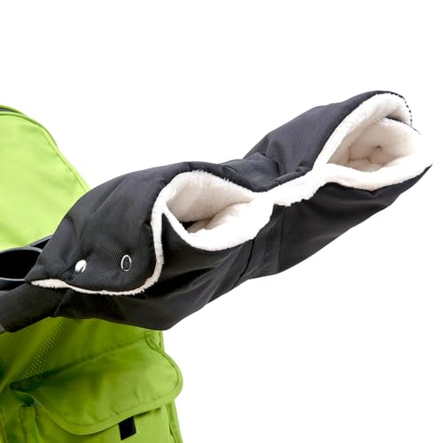 INGJIA Guantes de Cochecito, Guantes Calientes para Cochecito Impermeables Extra Gruesos para Todos los Cochecitos – Negro